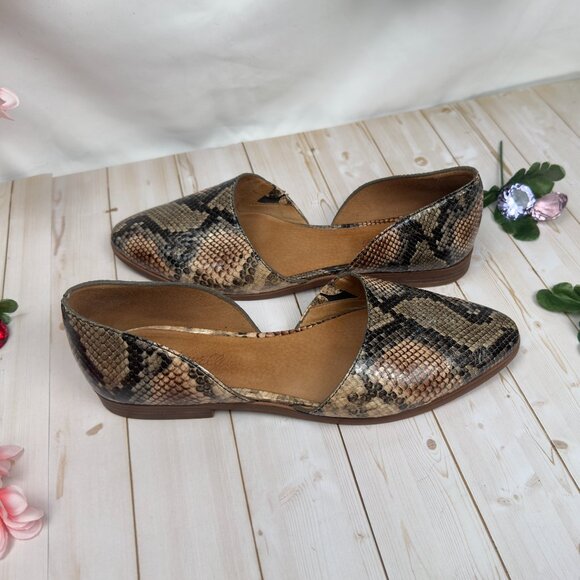 Madewell Marisa Embossed Snakeskin Leather d’Orsay Flats - Neutral - Size 9 - Picture 5 of 13